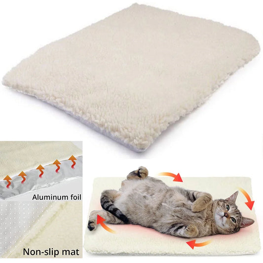 Self Heating Pet Bed Self-Warming Pet Blanket Pad Soft Washable Winter Warm Pet Thermal Mat Pad Beige