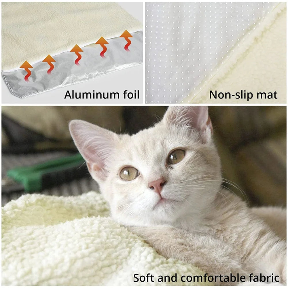 Self Heating Pet Bed Self-Warming Pet Blanket Pad Soft Washable Winter Warm Pet Thermal Mat Pad Beige