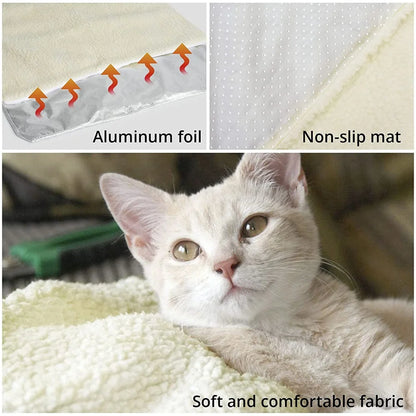 Self Heating Pet Bed Self-Warming Pet Blanket Pad Soft Washable Winter Warm Pet Thermal Mat Pad Beige