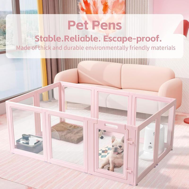 Love Transparent Acrylic Dog Playpen, 23.6 Inch High, 10 Pieces, Easy to Clean, Strong Floor Suction, Indoor & Outdoor Use