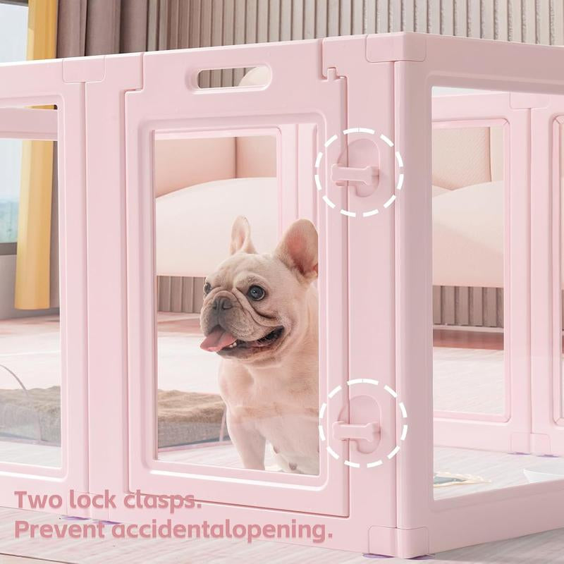 Love Transparent Acrylic Dog Playpen, 23.6 Inch High, 10 Pieces, Easy to Clean, Strong Floor Suction, Indoor & Outdoor Use
