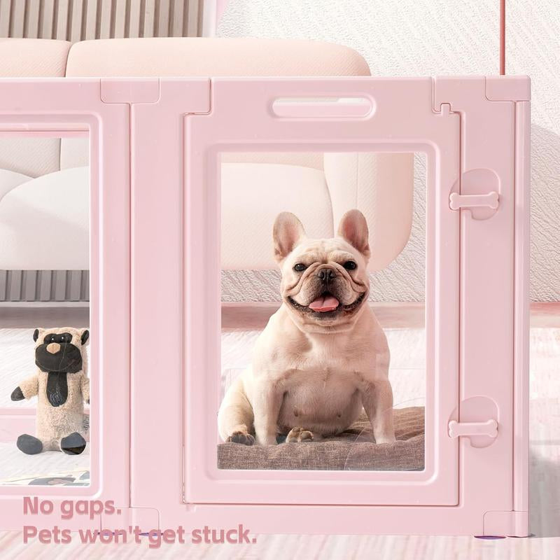 Love Transparent Acrylic Dog Playpen, 23.6 Inch High, 10 Pieces, Easy to Clean, Strong Floor Suction, Indoor & Outdoor Use