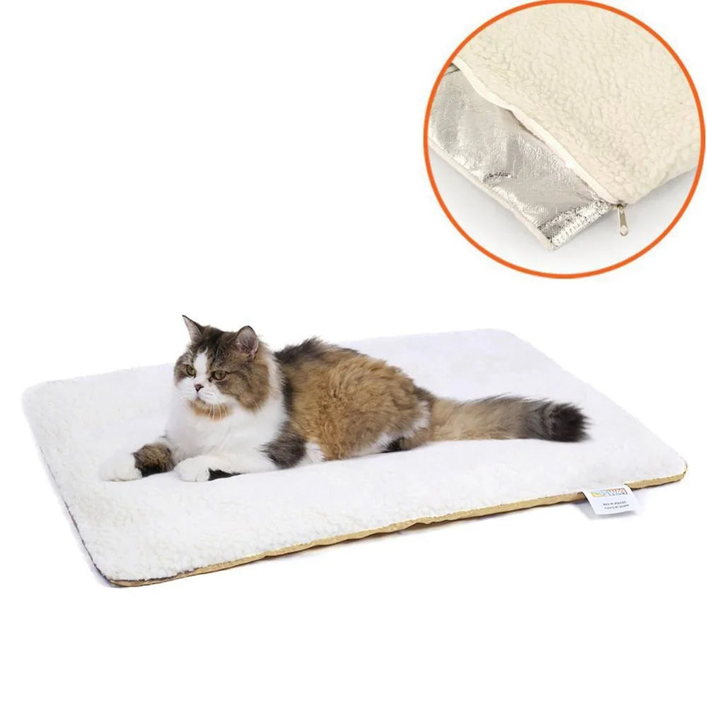 Self Heating Pet Bed Self-Warming Pet Blanket Pad Soft Washable Winter Warm Pet Thermal Mat Pad Beige