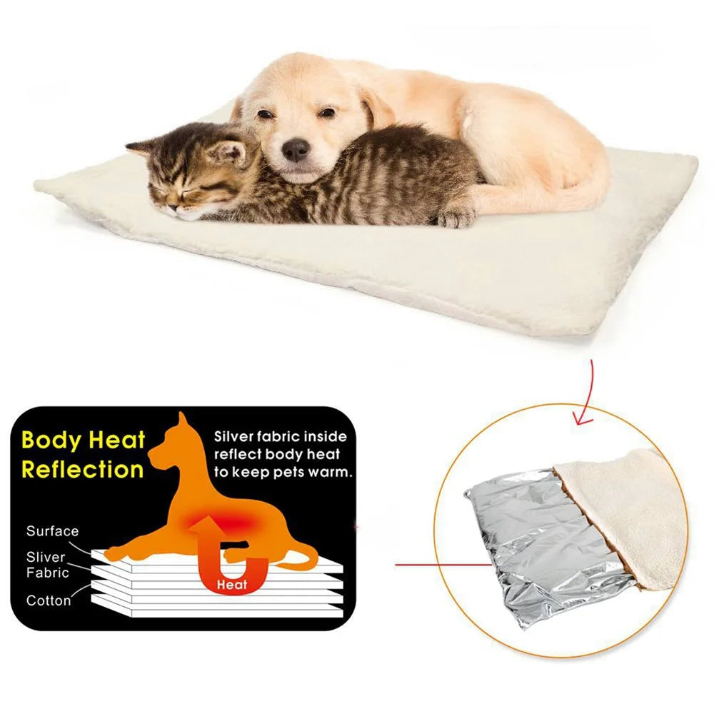 Self Heating Pet Bed Self-Warming Pet Blanket Pad Soft Washable Winter Warm Pet Thermal Mat Pad Beige