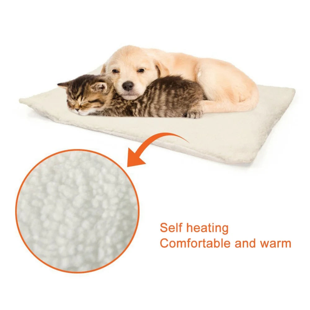 Self Heating Pet Bed Self-Warming Pet Blanket Pad Soft Washable Winter Warm Pet Thermal Mat Pad Beige