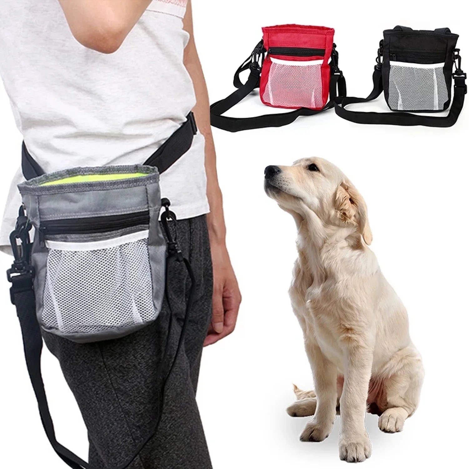 Drawstring Dog Treat Bag to Carry Pet Toys Food Poop Bag Pet Pouch Hands Free Training Waist Bag Pet Product