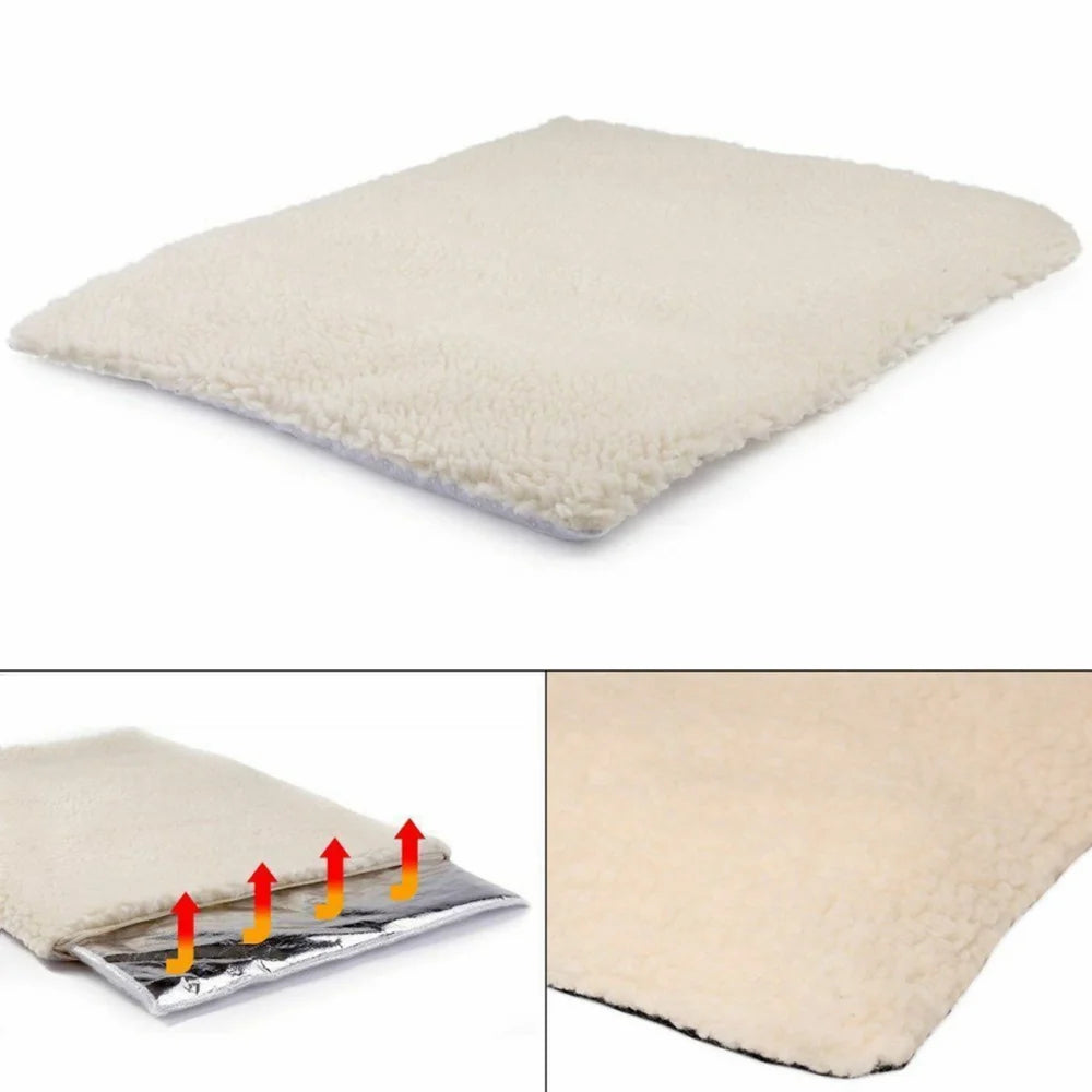 Self Heating Pet Bed Self-Warming Pet Blanket Pad Soft Washable Winter Warm Pet Thermal Mat Pad Beige