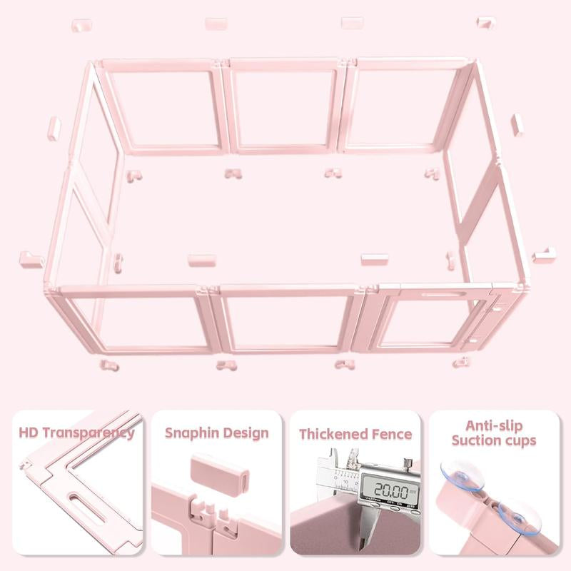 Love Transparent Acrylic Dog Playpen, 23.6 Inch High, 10 Pieces, Easy to Clean, Strong Floor Suction, Indoor & Outdoor Use