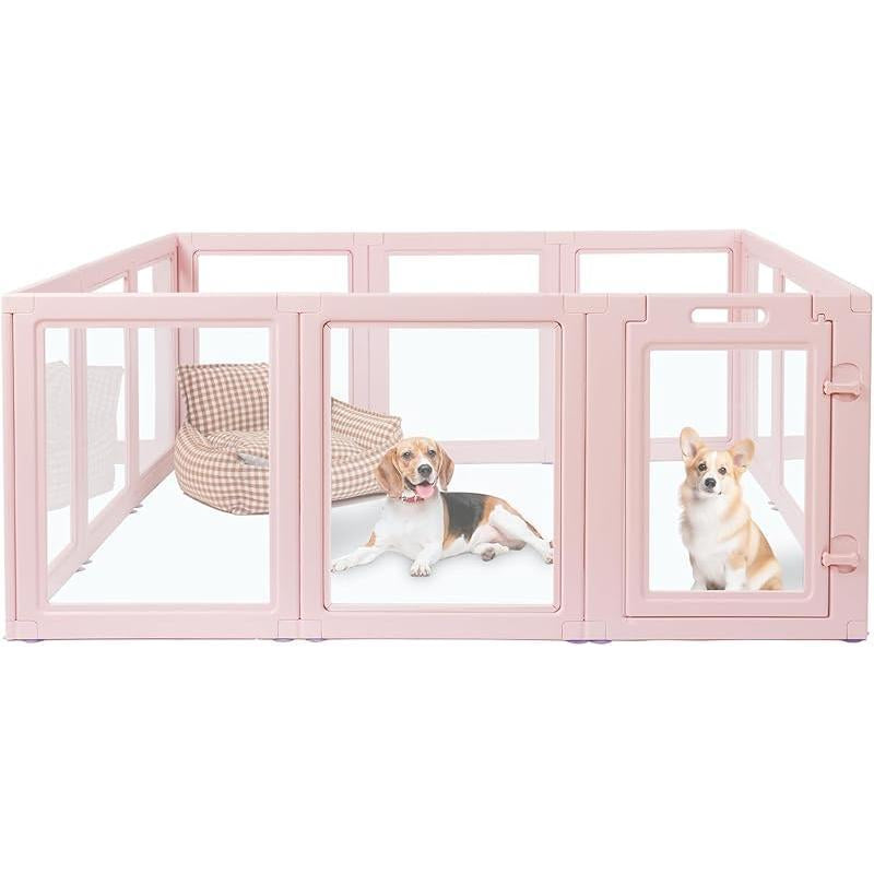 Love Transparent Acrylic Dog Playpen, 23.6 Inch High, 10 Pieces, Easy to Clean, Strong Floor Suction, Indoor & Outdoor Use